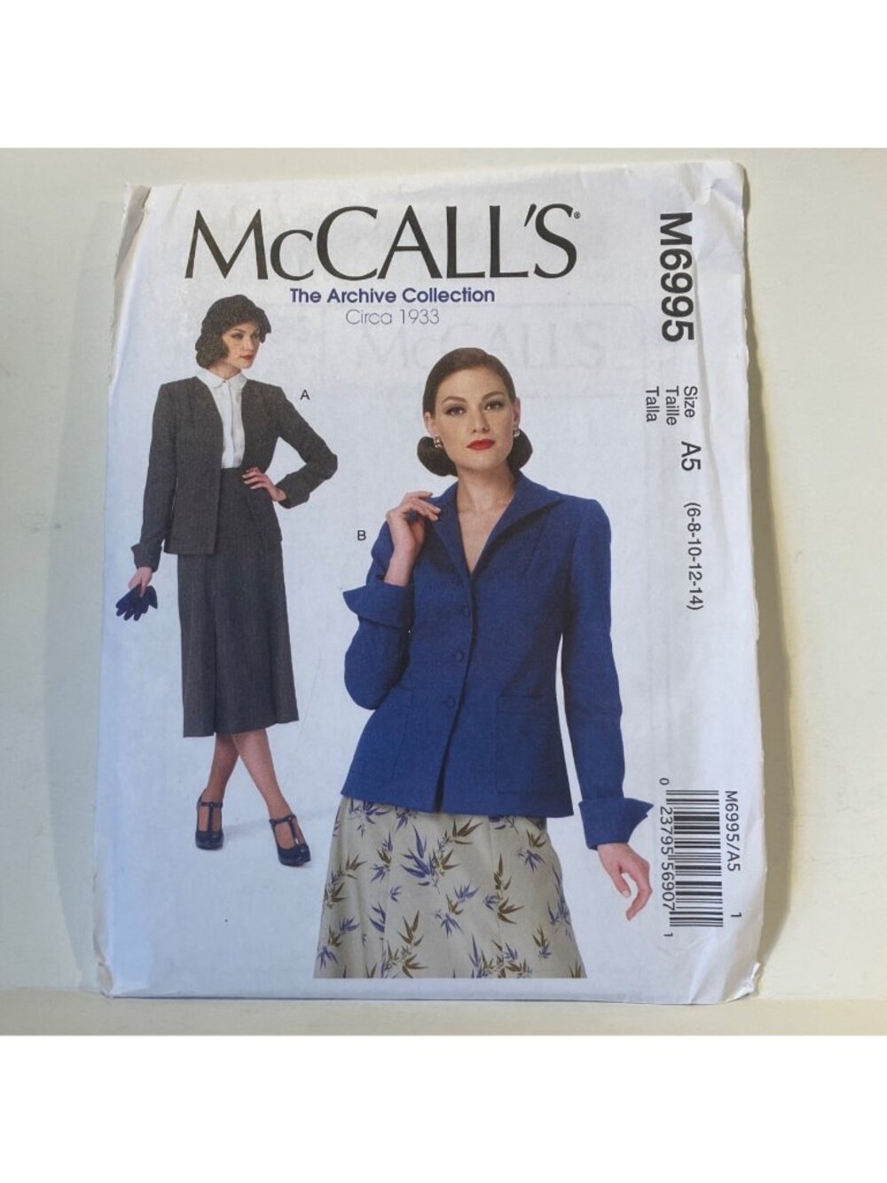 McCalls M6995 1930s Vintage Lined Jackets Reprint Sewing Pattern Size 6-14